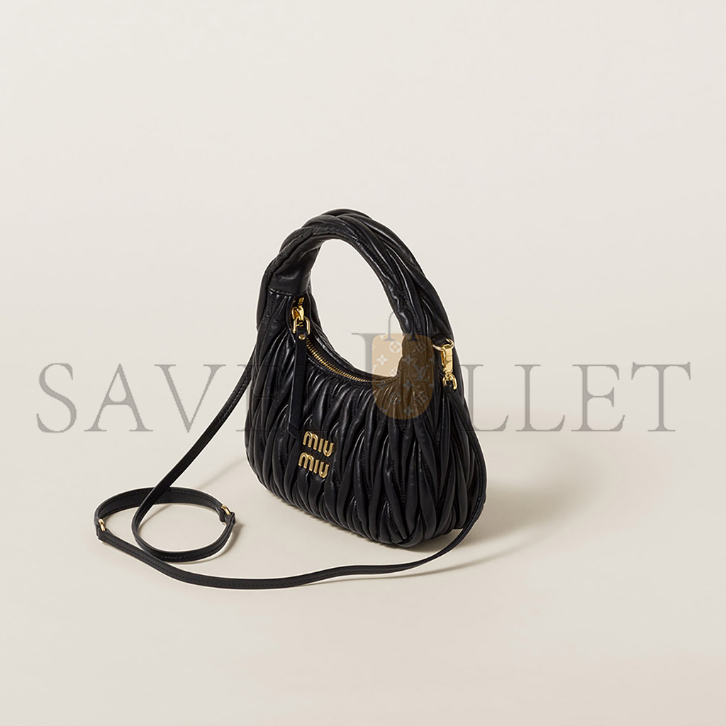 MIU MIU WANDER MATELASSÉ NAPPA LEATHER HOBO BAG 5BC125 (20*17*6cm) MIU MIU WANDER MATELASSÉ NAPPA LEATHER HOBO BAG 5BC125 (20*17*6cm)